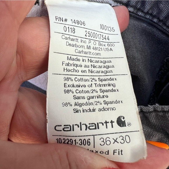 Carhartt Distressed Work Pants Relaxed Fit Rugged Flex 102291 36x30 Faded Worn - Picture 10 of 10